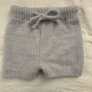 Never worn light grey/blue fluffy shorts with adjustable drawstring.